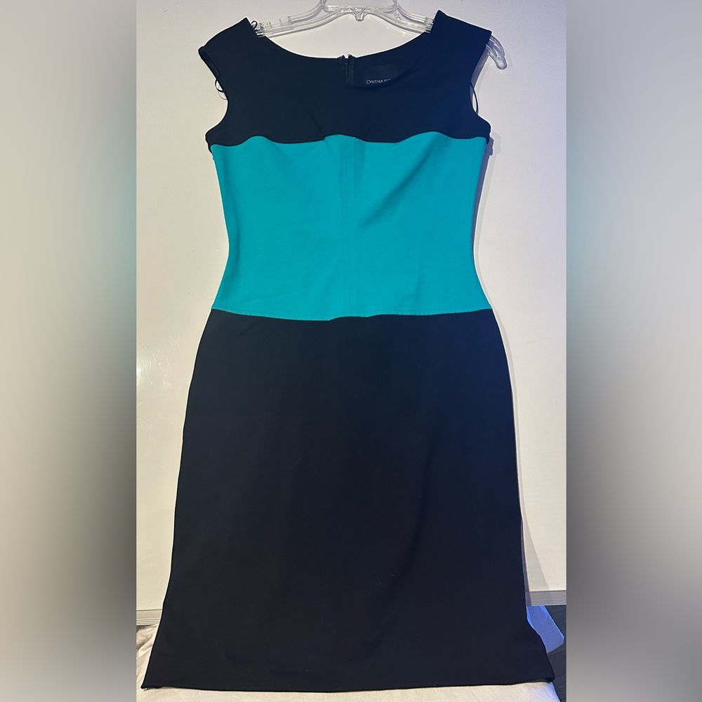 Cynthia Rowley Small Dress Teal And Black Color Block Sleeveless